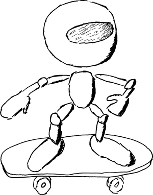 Un robot sobre un monopatín.