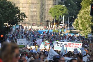 Vista de la cola de la manifestación.