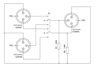 Esquema eléctrico del conmutador de dos canales.