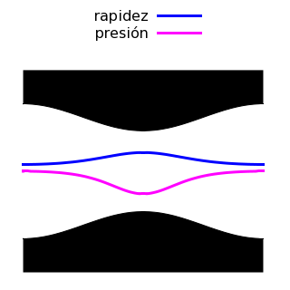 Representación esquemática del efecto Venturi.