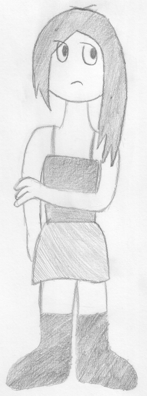 Dibujo de una chica preocupada.