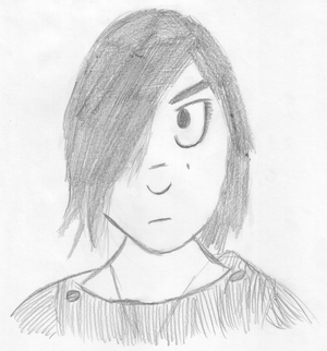 Dibujo de una chica morena enfadada.
