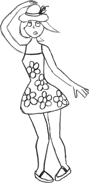 Dibujo de un personaje que está contento porque ahora tiene nombre.
