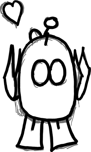 Dibujo de un robotito que está pidiendo un abrazo.