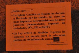 Cartel sobre agravios económicos.