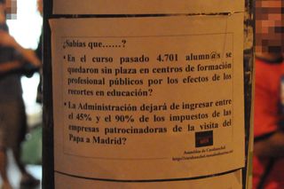 Cartel sobre agravios económicos.