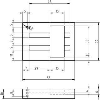 Plano de la pieza de madera de la caja.