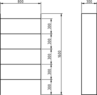 Dimensiones aproximadas de la librería.