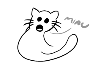 Boceto de un gatito sorprendido.