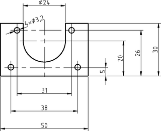 Plano de la placa de sujeción de los motores X e Y.