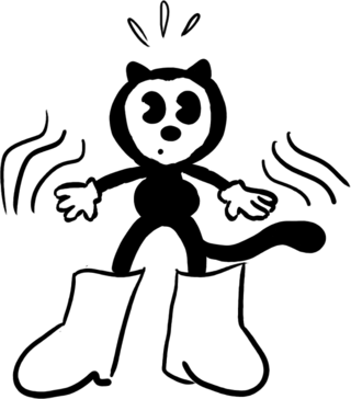 Dibujo de un gato con botas.